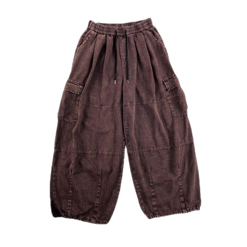 Unisex Vintage Silhouette Distressed Casual Cargo Pants