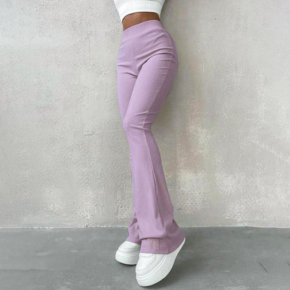 Women's Solid Color Slim Fit Fashion Micro Flared Pants