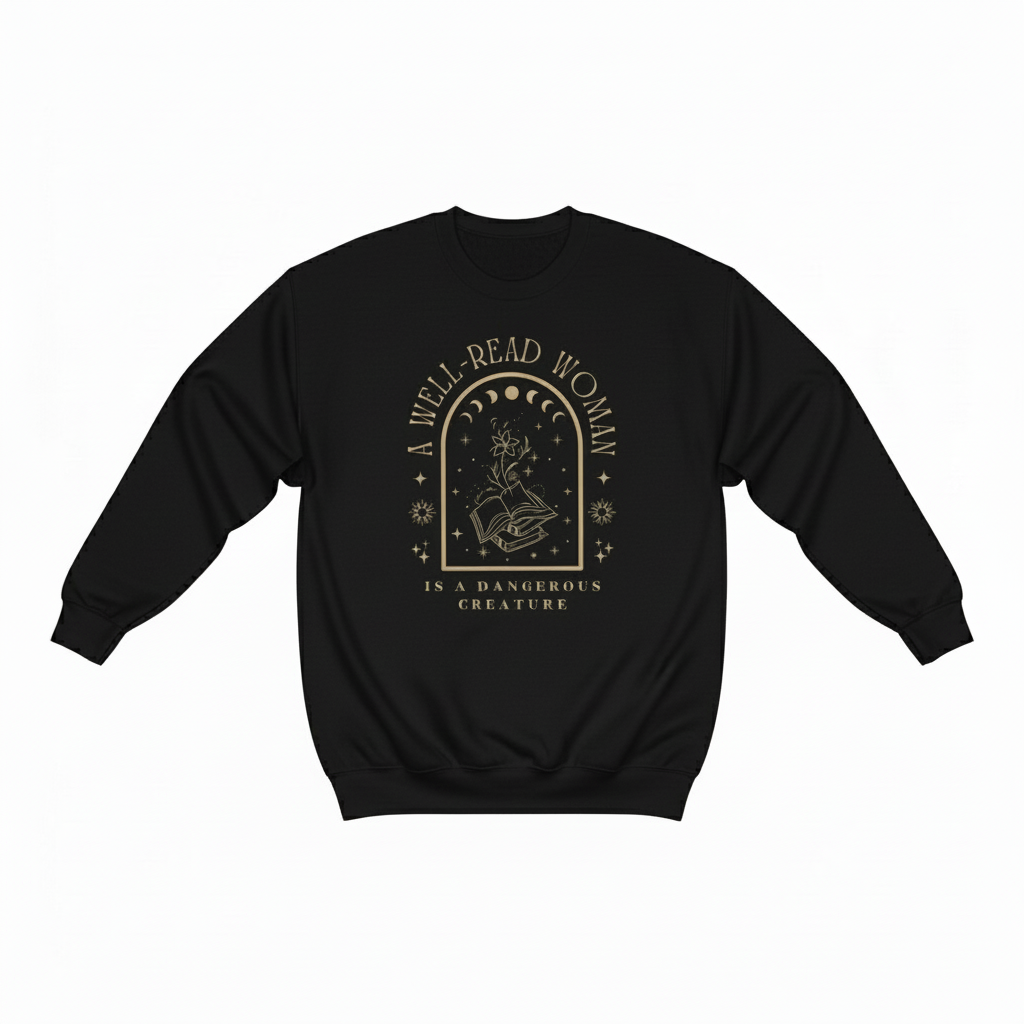 Women's "Well Read Woman" American Style Hoodless Round Neck Sweater