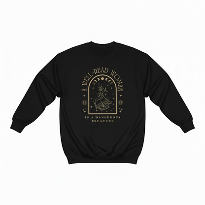 Women's "Well Read Woman" American Style Hoodless Round Neck Sweater