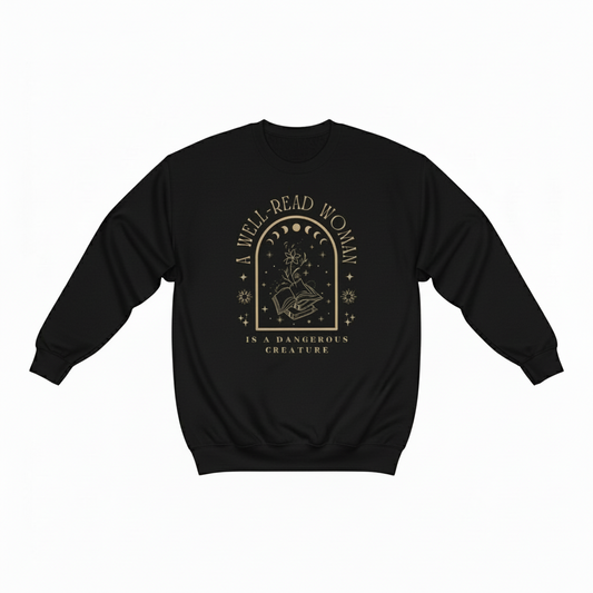 Women's "Well Read Woman" American Style Hoodless Round Neck Sweater