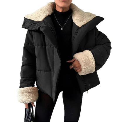 Ladies Belt Fur Collar Cotton Jacket