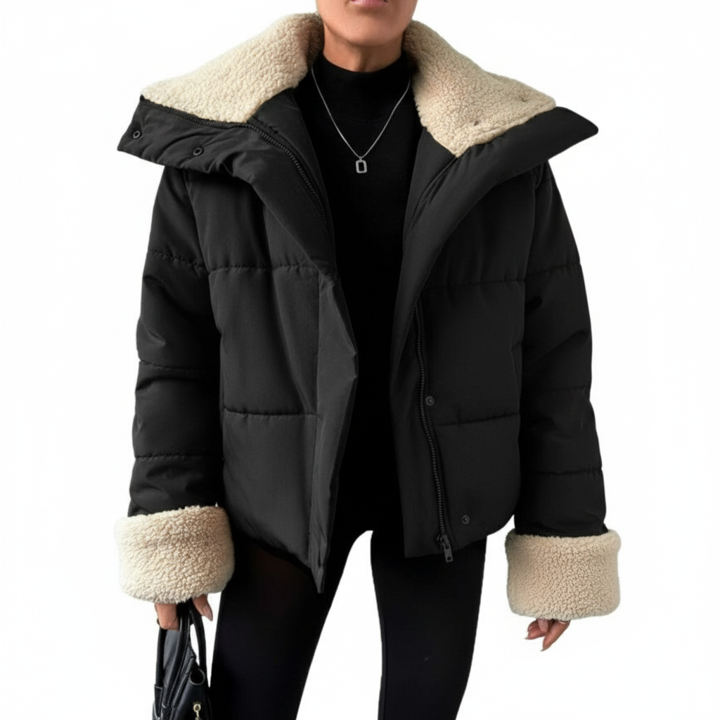 Ladies Belt Fur Collar Cotton Jacket