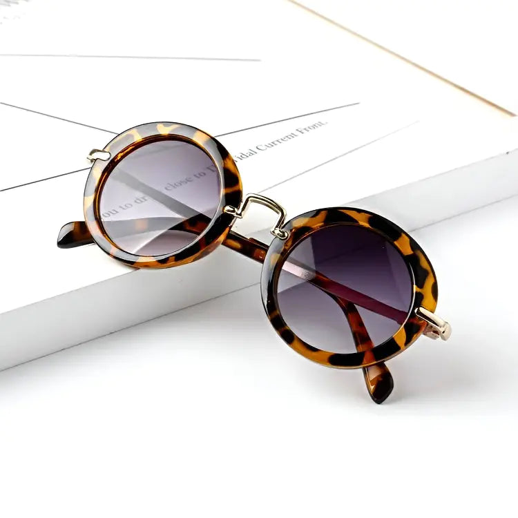 Kids' Retro Round Metal Sunglasses for Children