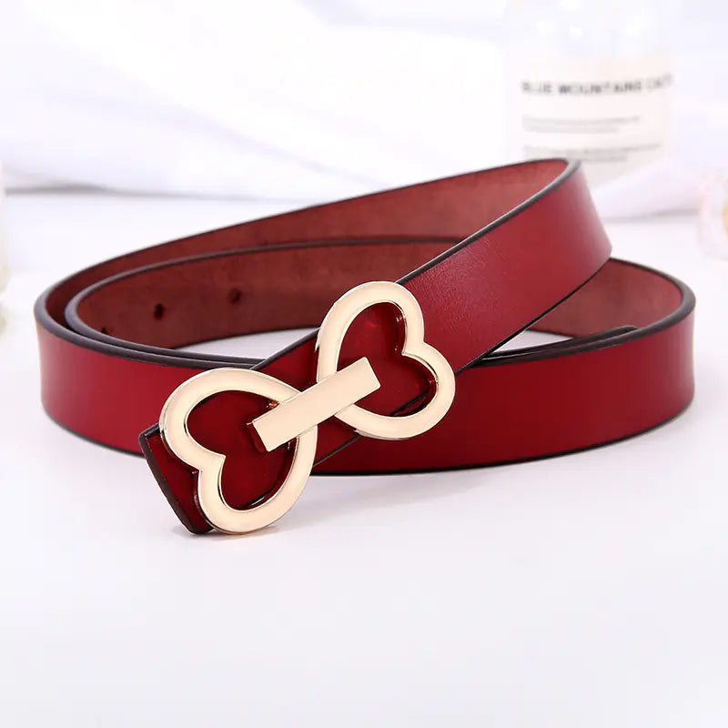 Chic Heart-Shaped Women's Leather Belt