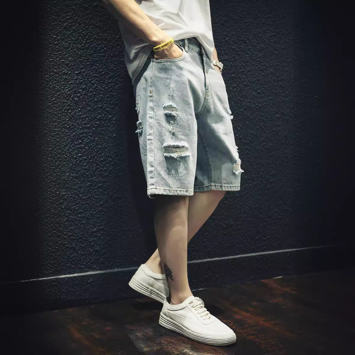 Men's Ripped Denim Shorts