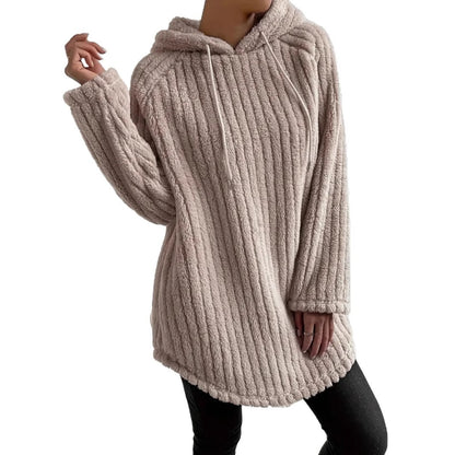 Women's Long Sleeve Loose Casual Curved Hem Hoodie