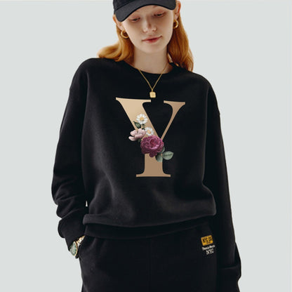 Printed Name Initial Series Black Pullover