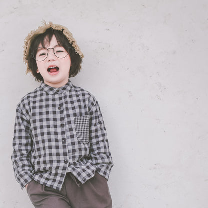 Kids' Plaid Cotton-Linen Shirt