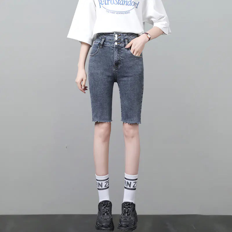 High-Waisted Skinny Black Pencil Jeans