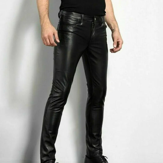 Men's Fashion Long Leather Pants