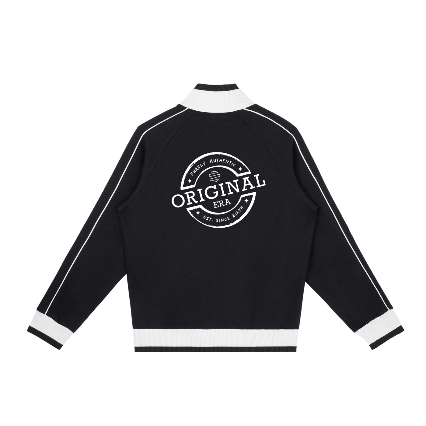 Color Block Raglan Sleeve Zip Track Jacket - Black