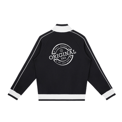 Color Block Raglan Sleeve Zip Track Jacket - Black