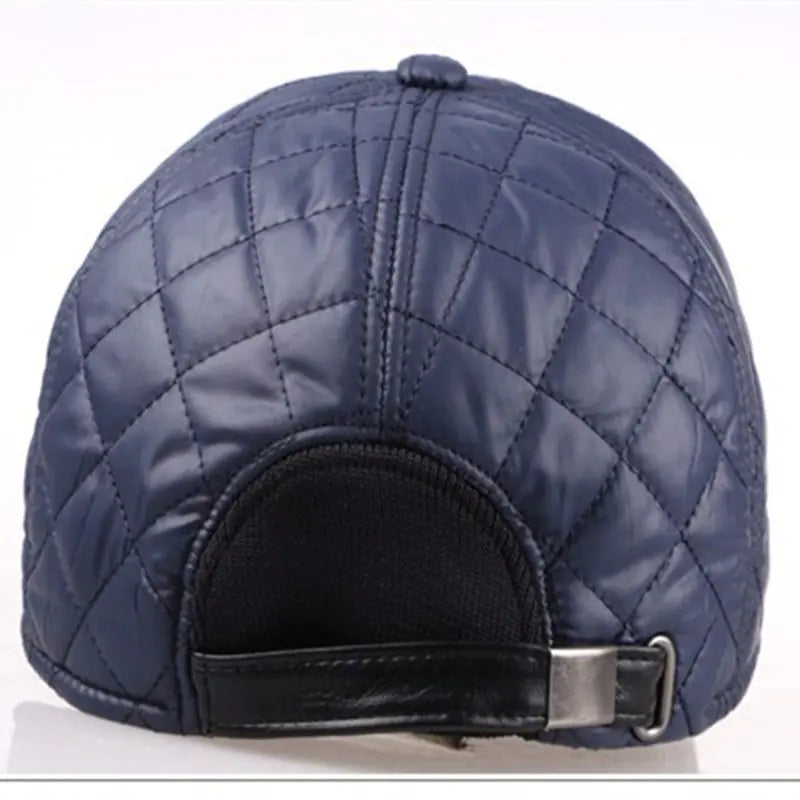 Men's Winter Leather Baseball Cap with Ear Flaps