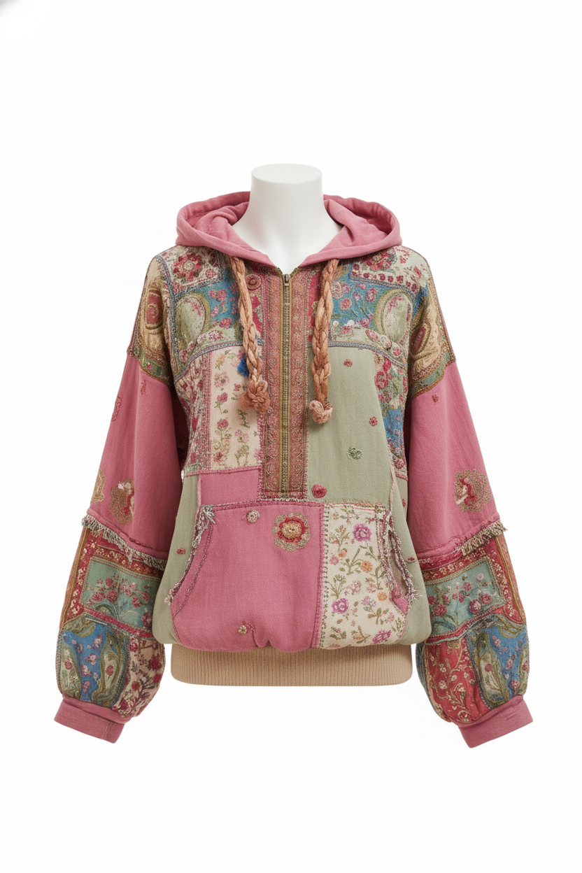 Vintage Versatile Lace-up  Hooded Sweatshirt