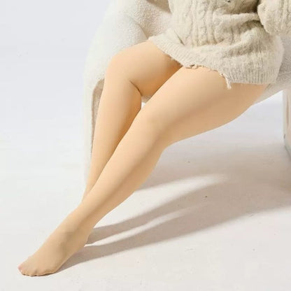 Women's One-line True See-through Leggings Fleece-lined - Warm Outer Wear Pantyhose