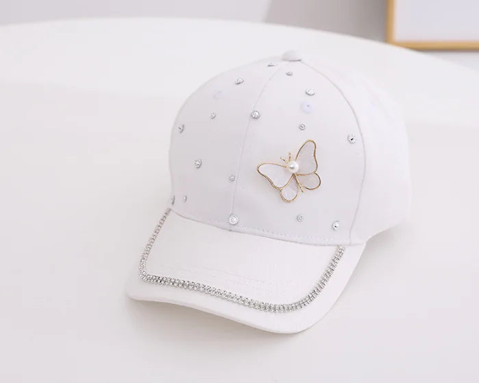 Girls' Pearl Butterfly Baseball Cap for Ages 2-6