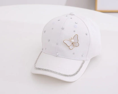 Girls' Pearl Butterfly Baseball Cap for Ages 2-6