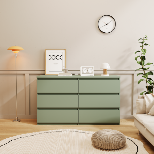 Green 6-Drawer Cabinet Dressing Table
