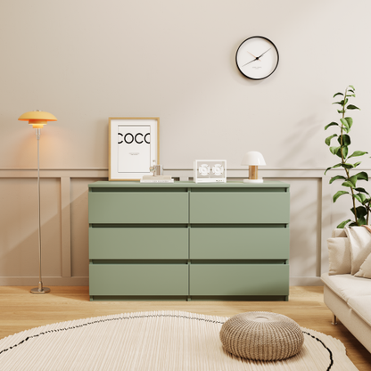 Green 6-Drawer Cabinet Dressing Table