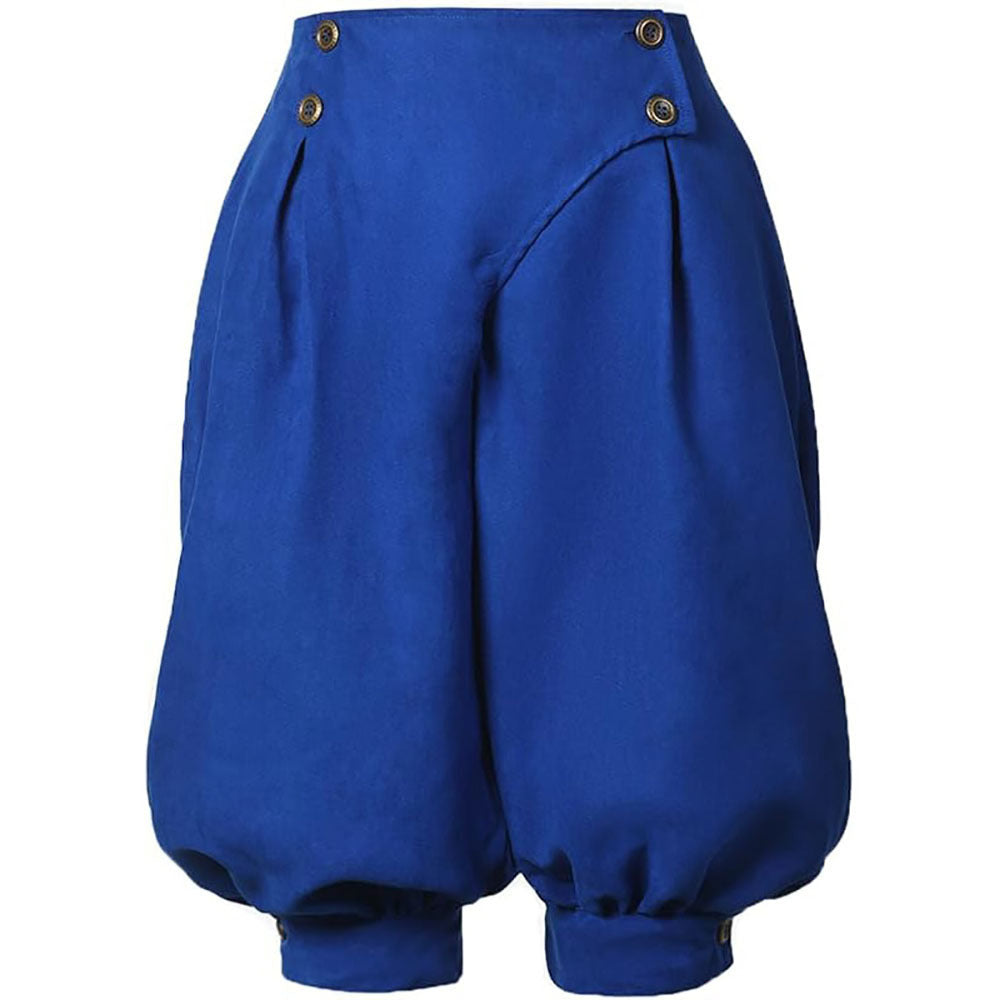 Retro Medieval Renaissance Suede High Waist Double Breasted Harem Pants