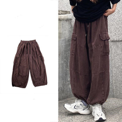 Unisex Vintage Silhouette Distressed Casual Cargo Pants