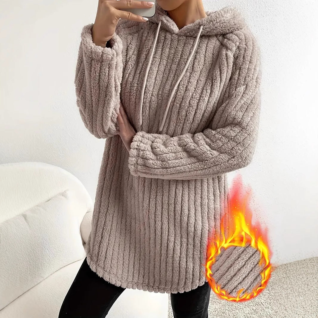 Women's Long Sleeve Loose Casual Curved Hem Hoodie