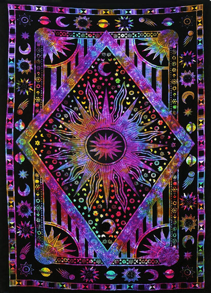 Tapestry with Sun and Moon Design - Bohemian Wall Art