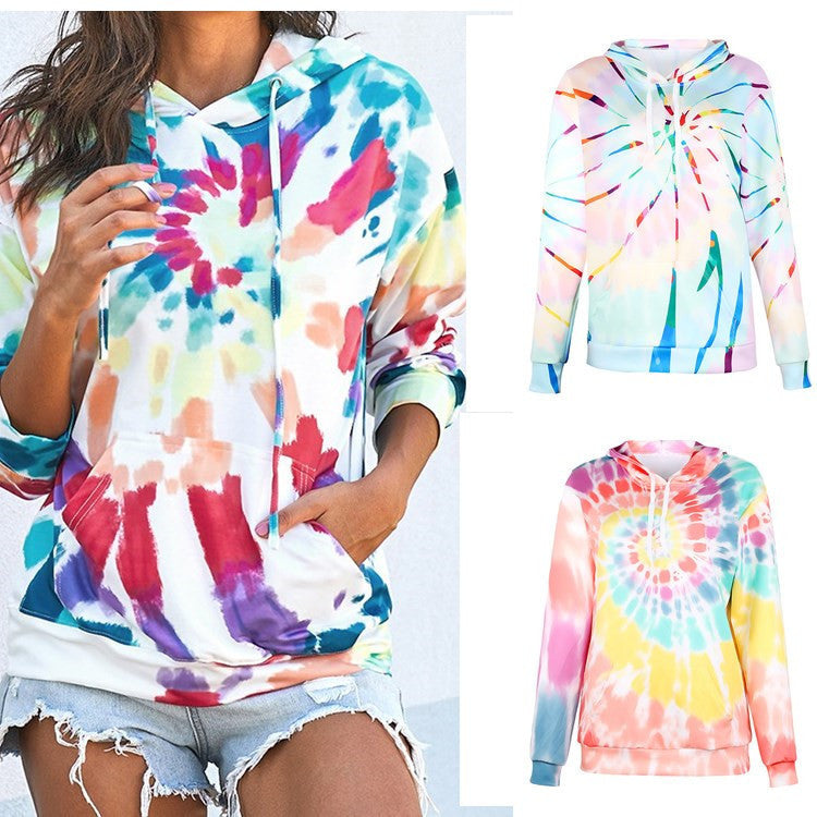 Women's Loose Tie-dyed Printed Hoodie