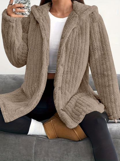 Women's Regular Sleeve Hooded Loose Plush Coat