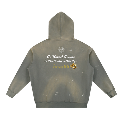 "Honest Lips" Vintage Washed Frayed Fleece Hoodie