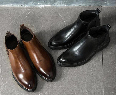 Men's Pointed High-Top Leather Shoes