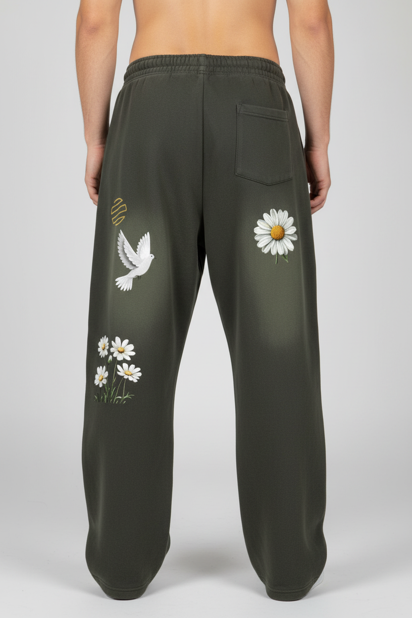 "Daisy Dove" Sunfade Curved Blade Fleece Sweatpants