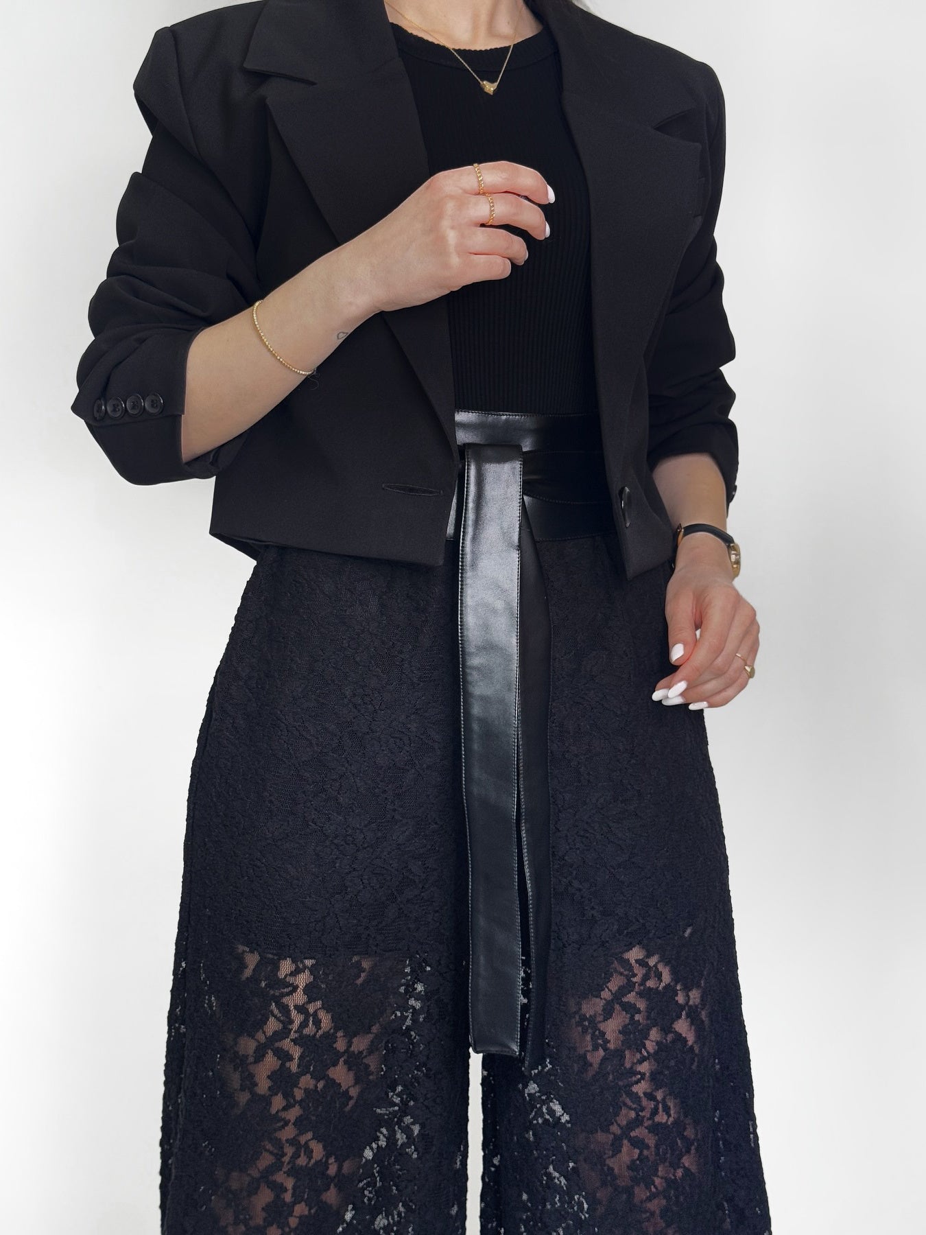 High Waist Lace Wide Leg Pants