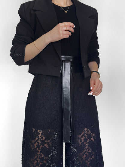 High Waist Lace Wide Leg Pants