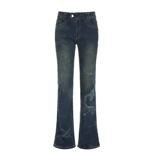 American Distressed Skinny Print Jeans