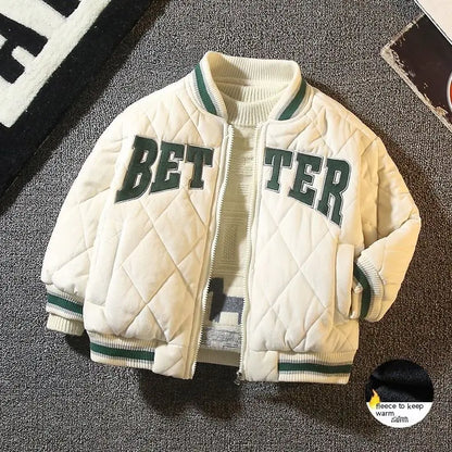 Children's Western Style Cotton-Padded Baseball Jacket