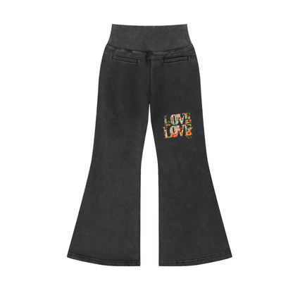 Vintage Washed Flared Fleece Pants