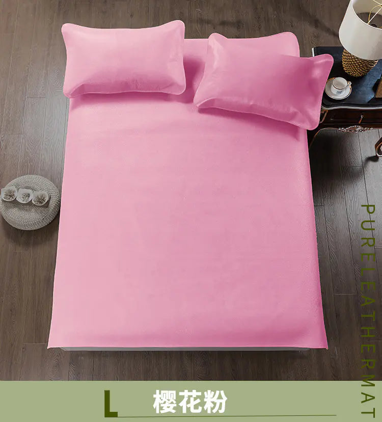 Premium Solid Color Buffalo Leather Mat Set (3 Pieces)