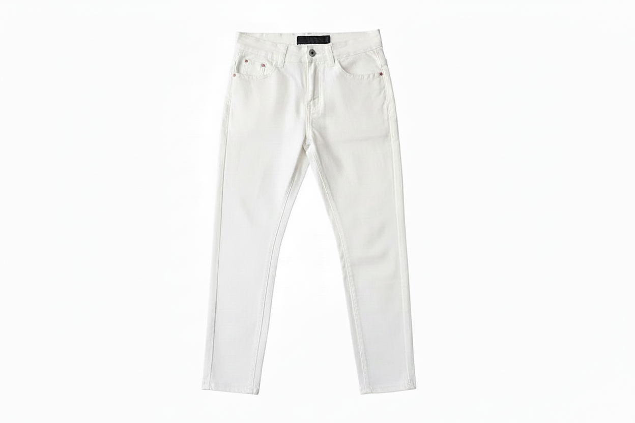 Ripped White 9-Point Harem Denim Pants