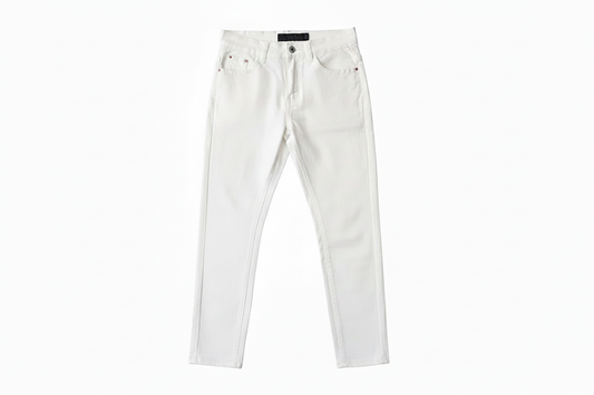 Ripped White 9-Point Harem Denim Pants