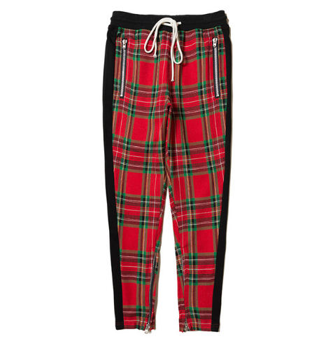 Trendy Scottish Plaid Zipper Cuff Casual Pants