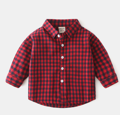 Kids' Plaid Cotton-Linen Shirt