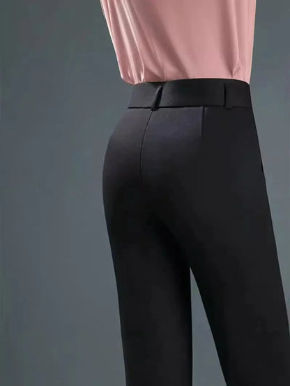Women's Black Straight-Leg Suit Pants