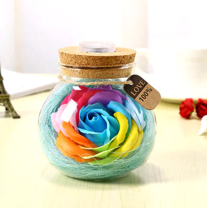Creative Lucky Star Glass Bottle Soap Flower Night Light