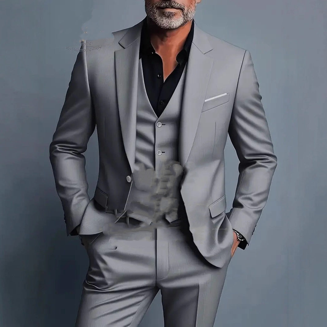 Men's Slim-fitting Three-piece Business Suit