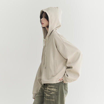 Women's Loose  Drawstring Cropped Hoodie