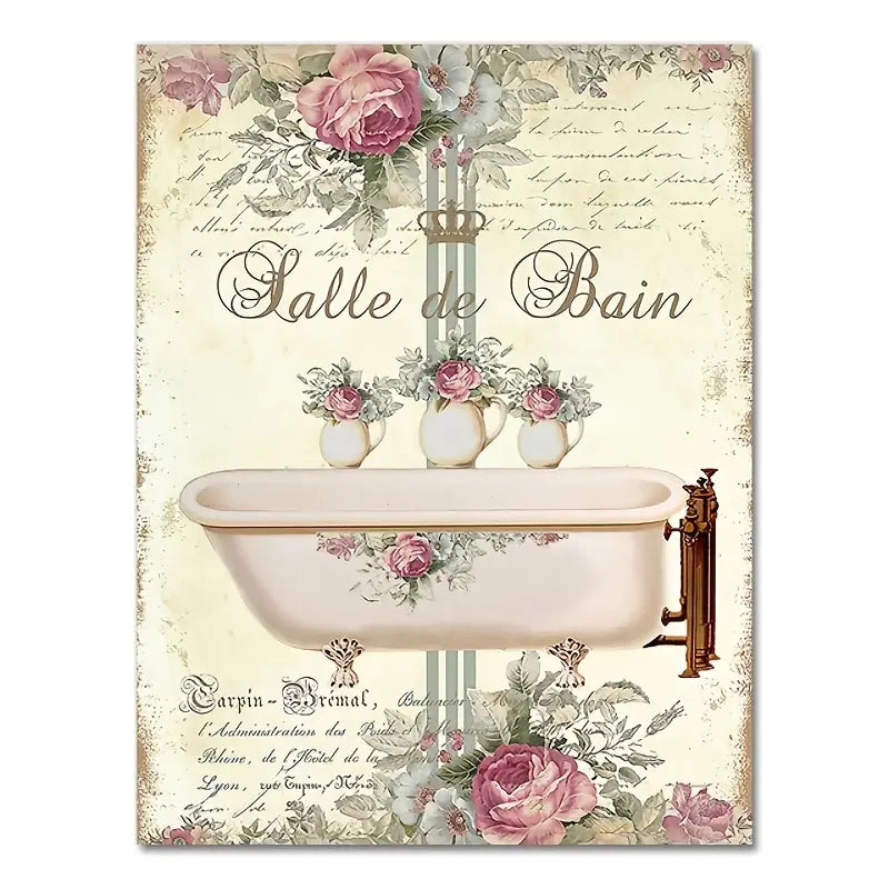 Retro Floral Bath Wall Art (1pc)