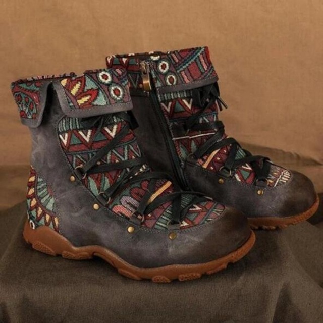 Bohemian Women's Lace-Up Boots