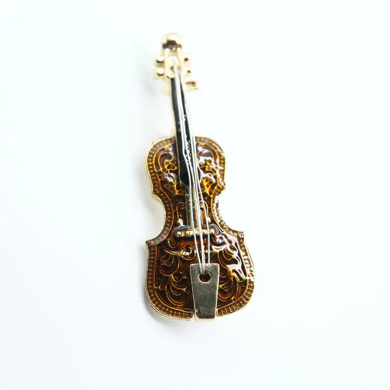 Violin Brooch with Alloy Enamel Design